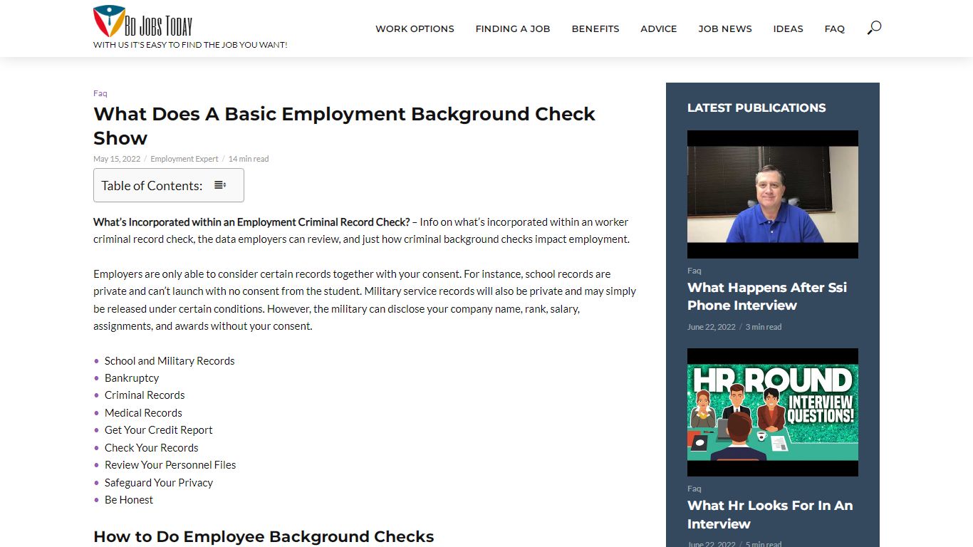What Does A Basic Employment Background Check Show